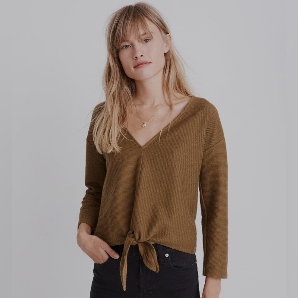 Madewell Texture & Thread Tie Front Top